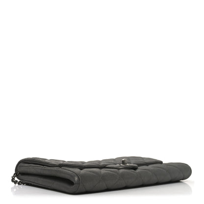 Chanel Metallic Lambskin Quilted Clutch With Chain Flap Dark Grey 4 of 10