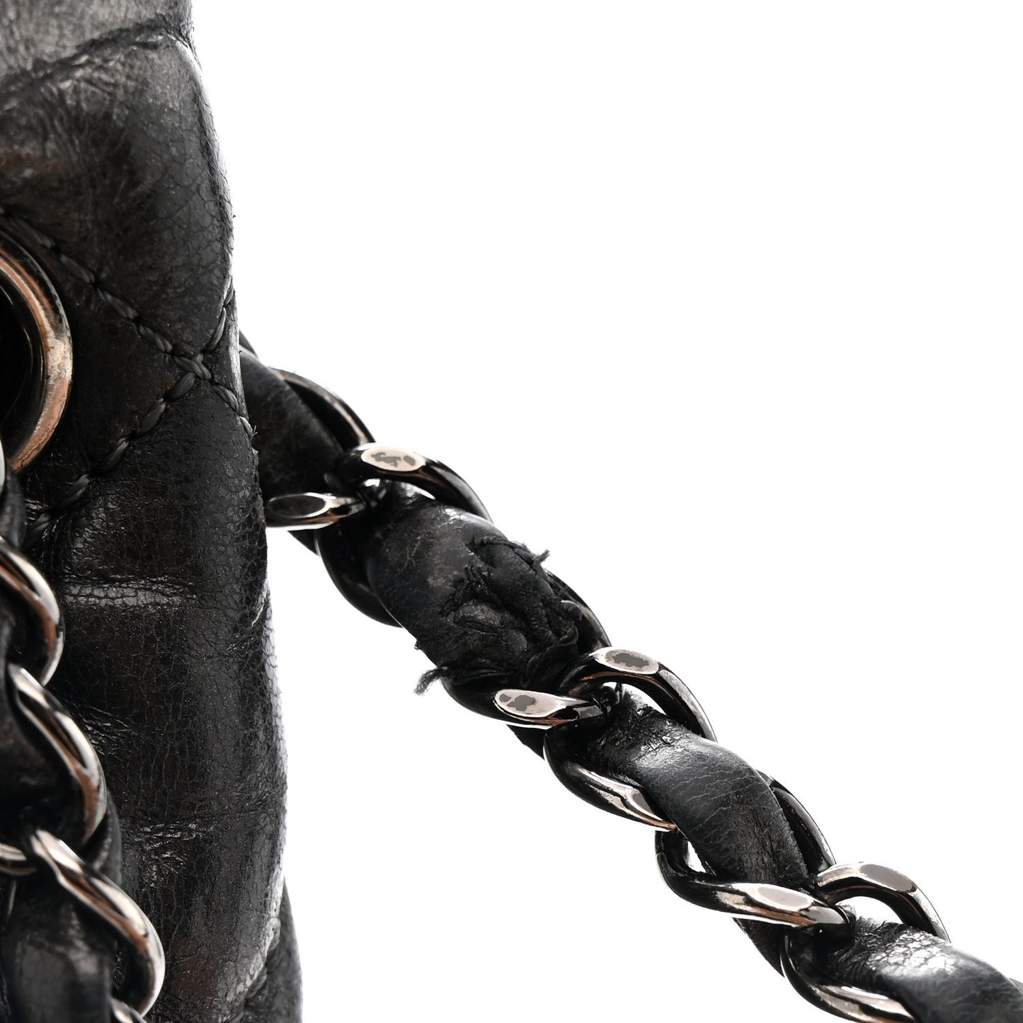 Metallic Calfskin Quilted Medium Chain Me Flap Grey