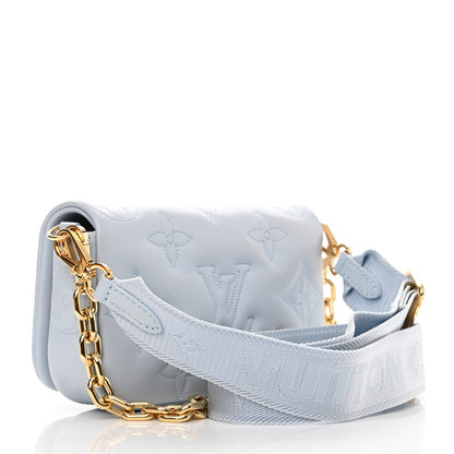 Louis Vuitton Calfskin Bubblegram Wallet On Strap Ice Blue 3 of 11