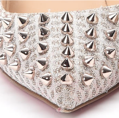 Christian Louboutin Pigalle Follies 100 Spiked Textured Lame 38.5 Rose Gold 11 of 11