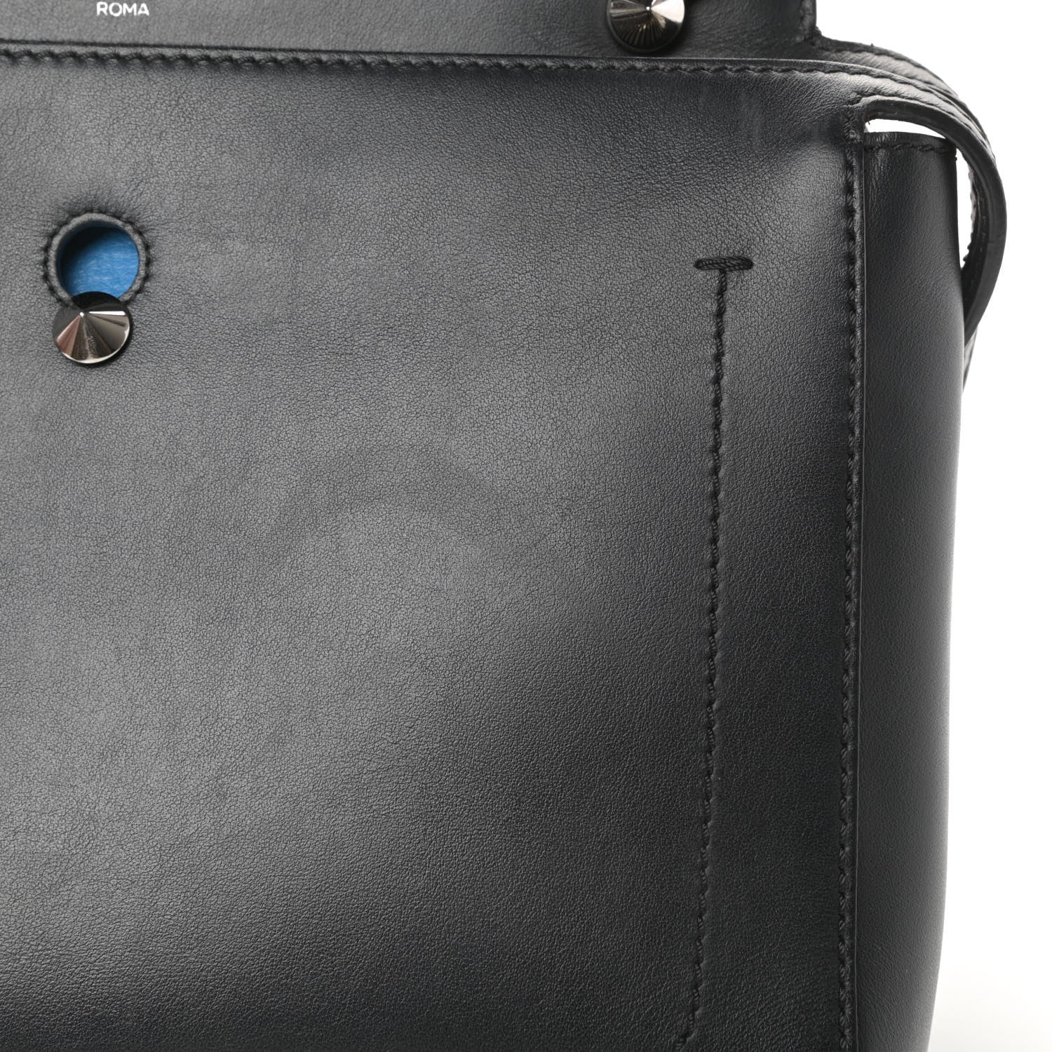 Fendi Vitello Baltico Dolce DotCom Satchel Black Blue Royal 16 of 16