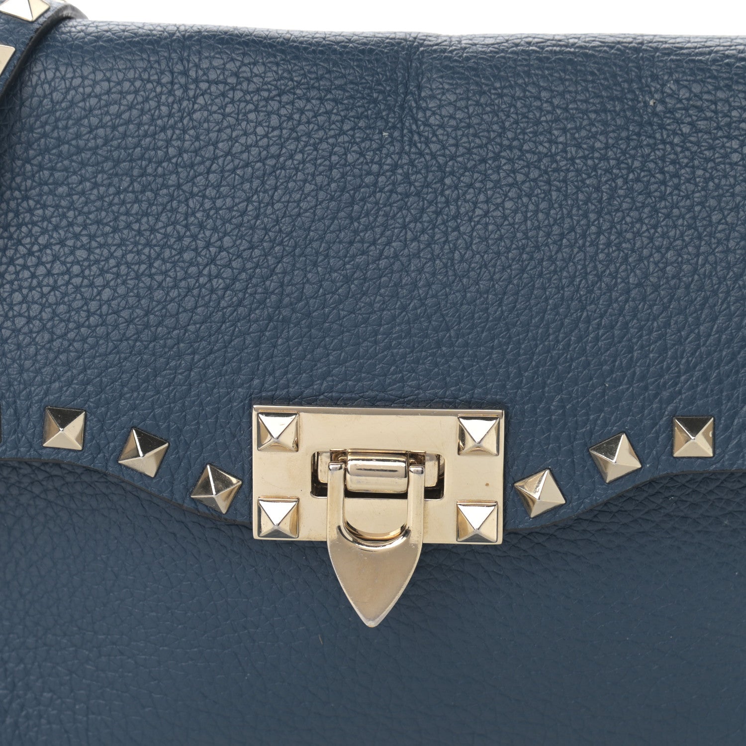 Valentino Garavani Pebbled Calfskin Medium Rockstud Flip Lock Crossbody Bag Peacock 8 of 15