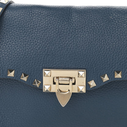 Valentino Garavani Pebbled Calfskin Medium Rockstud Flip Lock Crossbody Bag Peacock 8 of 15