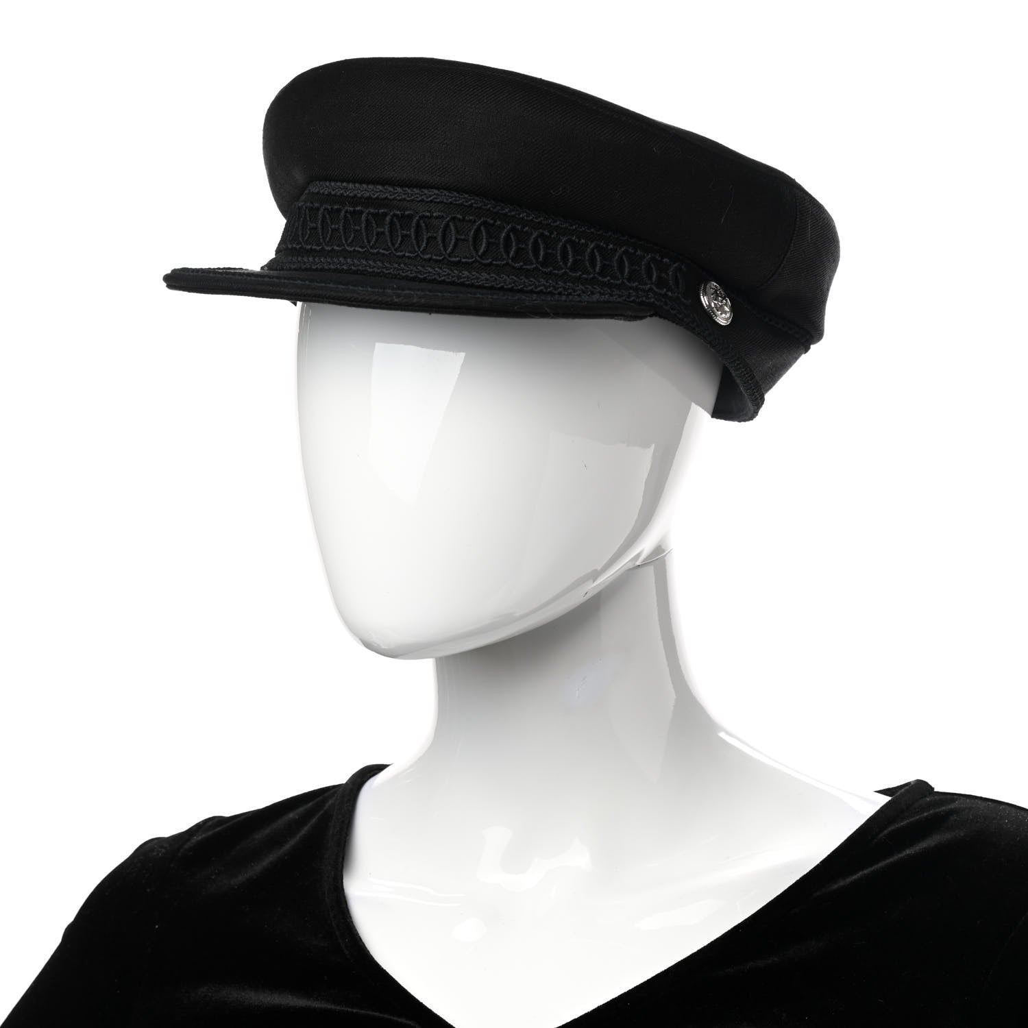 Hermes Double Linen Twill Cabourg Cap 59 Black 2 of 7