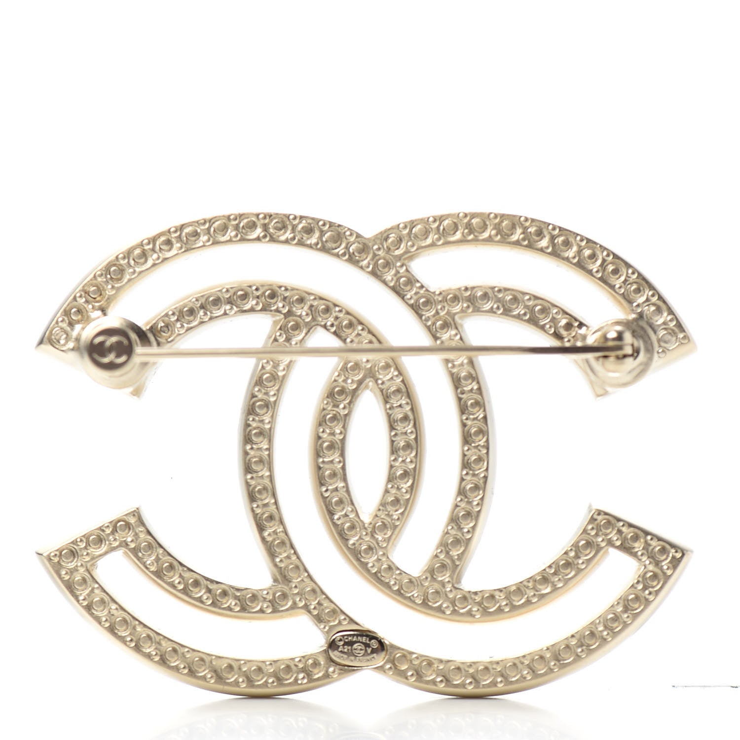 Chanel Crystal CC Brooch Light Gold 3 of 4