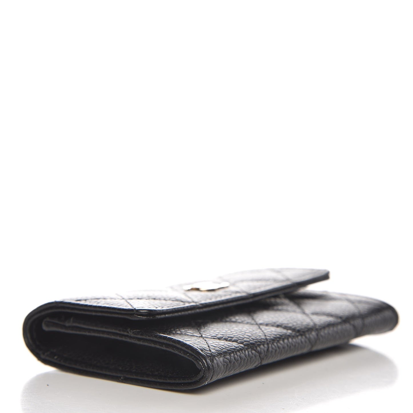 Caviar Quilted Flap Card Holder Black