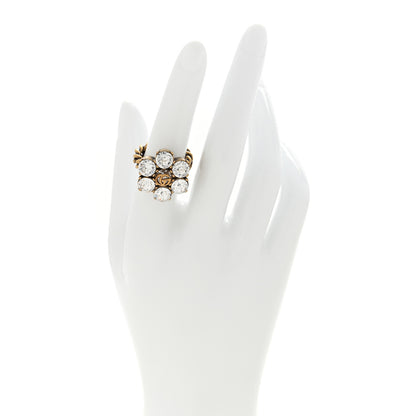 Gucci Metal Crystal Double G Ring S 52 6 Aged Gold 2 of 4