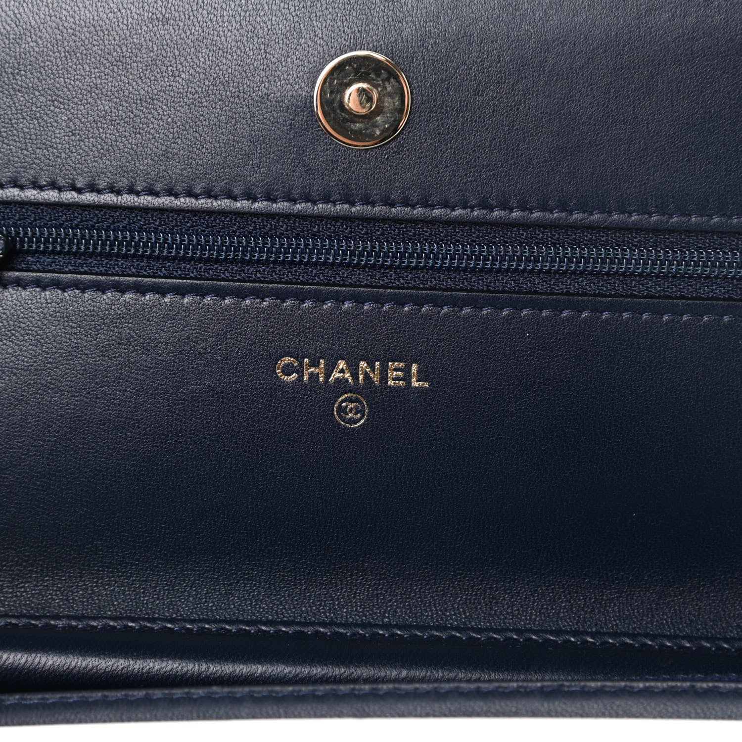 Chanel Lambskin Quilted Chain Around Wallet On Chain WOC Navy Blue 6 of 13