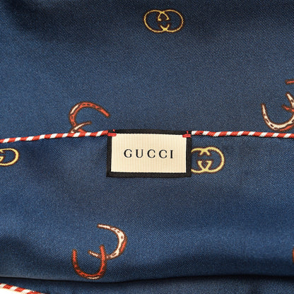 Gucci Silk Twill Poket Logos Pocket Square Blue 3 of 4