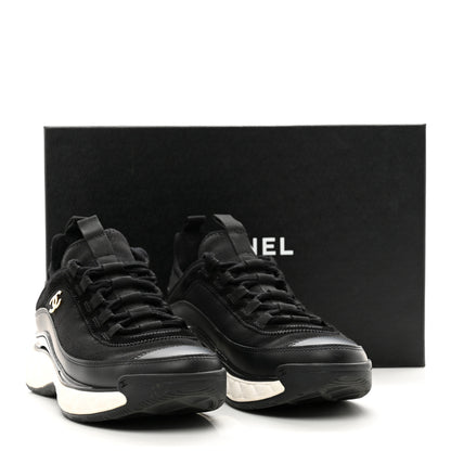 Chanel Velvet Calfskin Mixed Fibers CC Sneakers 36.5 Black 10 of 10