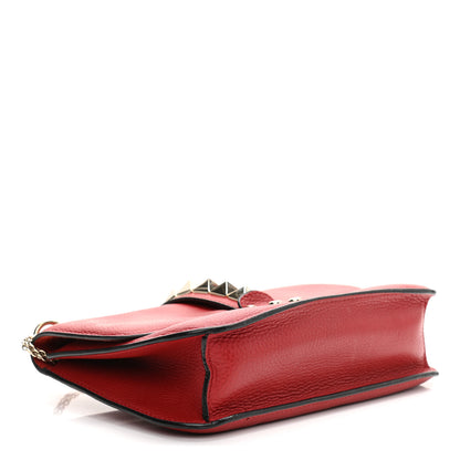 Valentino Garavani Pebbled Calfskin Medium Glam Lock Rockstud Flap Red 4 of 14