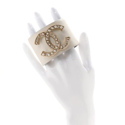 Chanel Calfskin Crystal Pearls Coronation Cuff M White 2 of 5