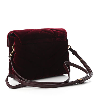 Saint Laurent Velvet Y Quilted Monogram Toy Loulou Chain Satchel Light Burgundy 3 of 11
