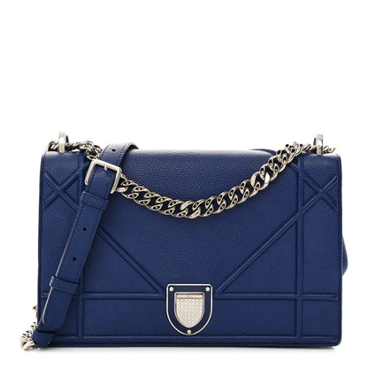 Christian Dior Grained Calfskin Medium Diorama Flap Bag Blue 1 of 12