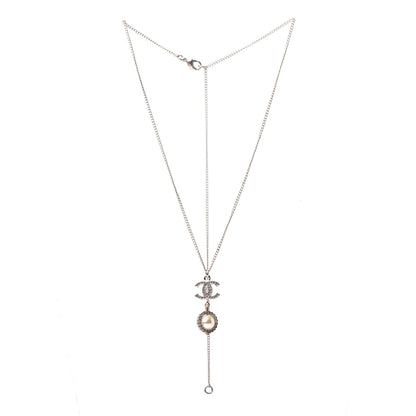 Chanel Crystal Pearl CC Lace Camellia Necklace Gold 2 of 4