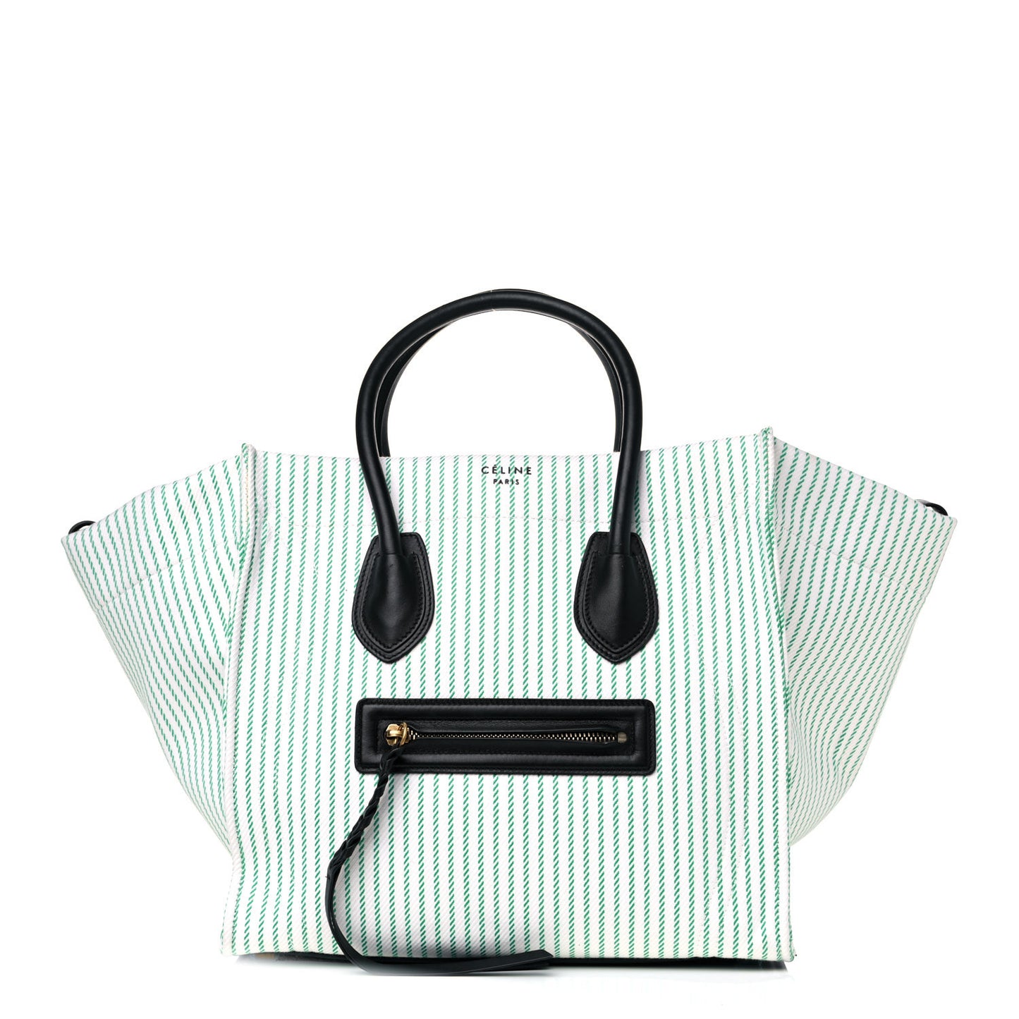 Cotton Canvas Striped Medium Phantom Luggage White Green