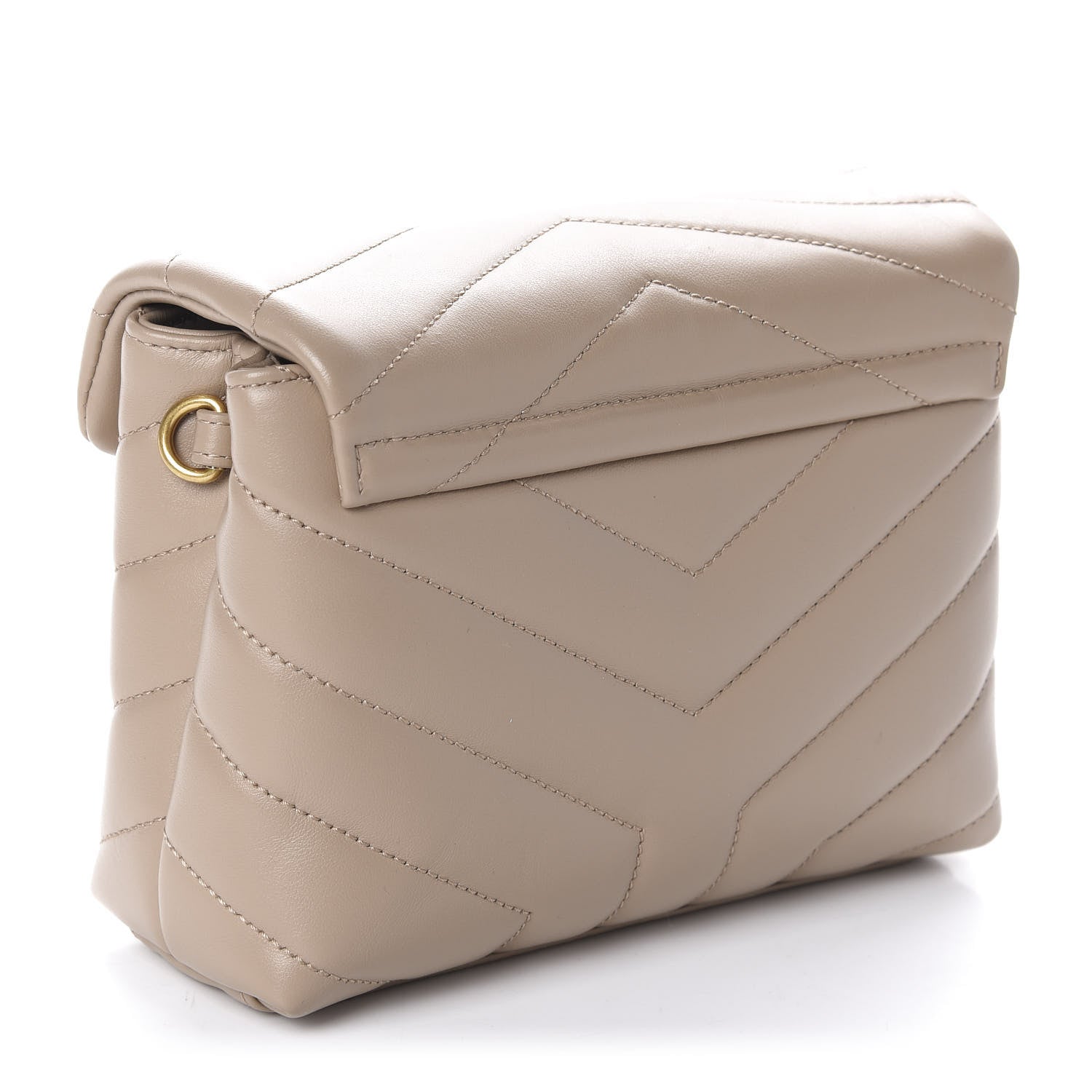 Saint Laurent Calfskin Y Quilted Monogram Toy Loulou Crossbody Bag Dark Beige 4 of 12