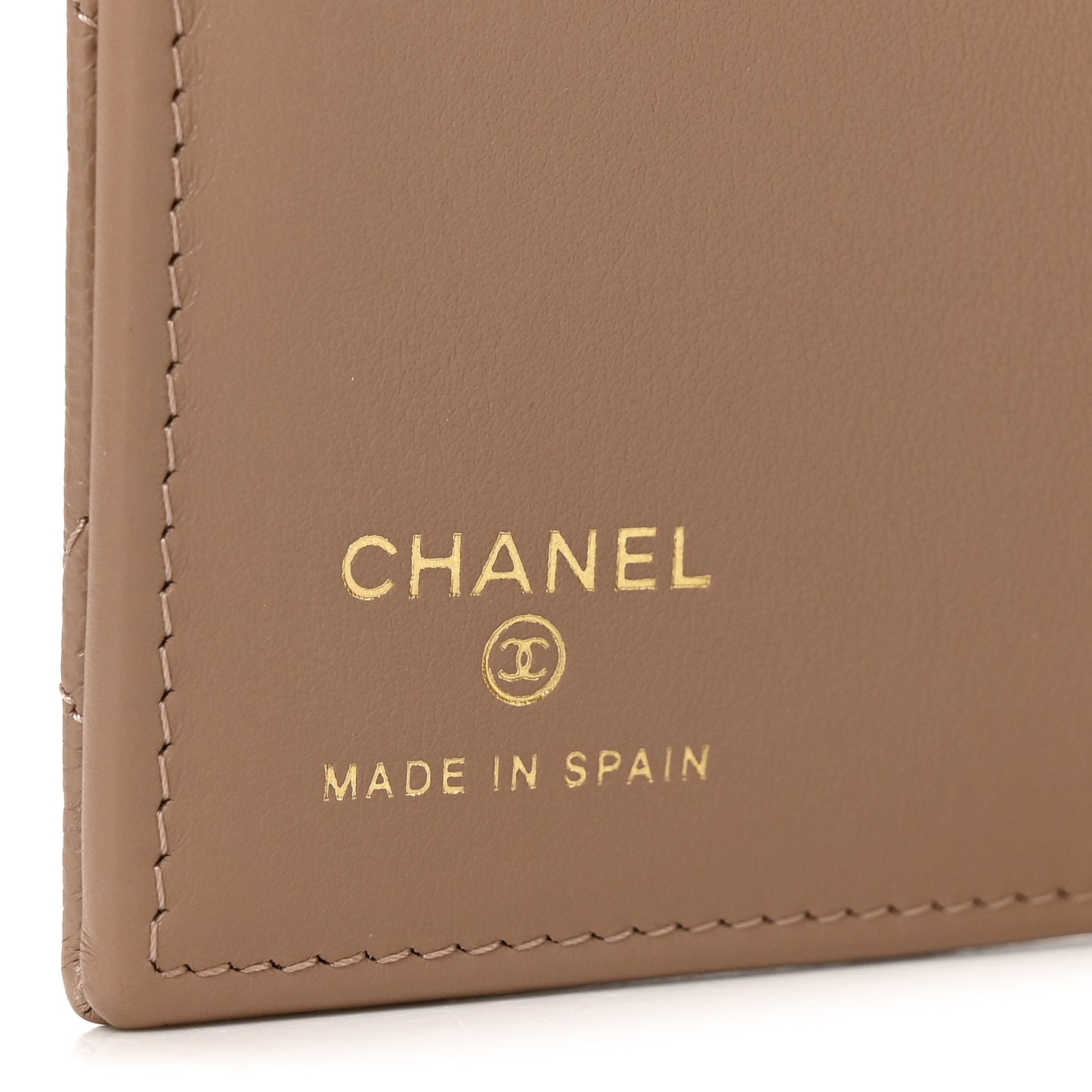 Caviar Quilted Passport Holder Dark Beige