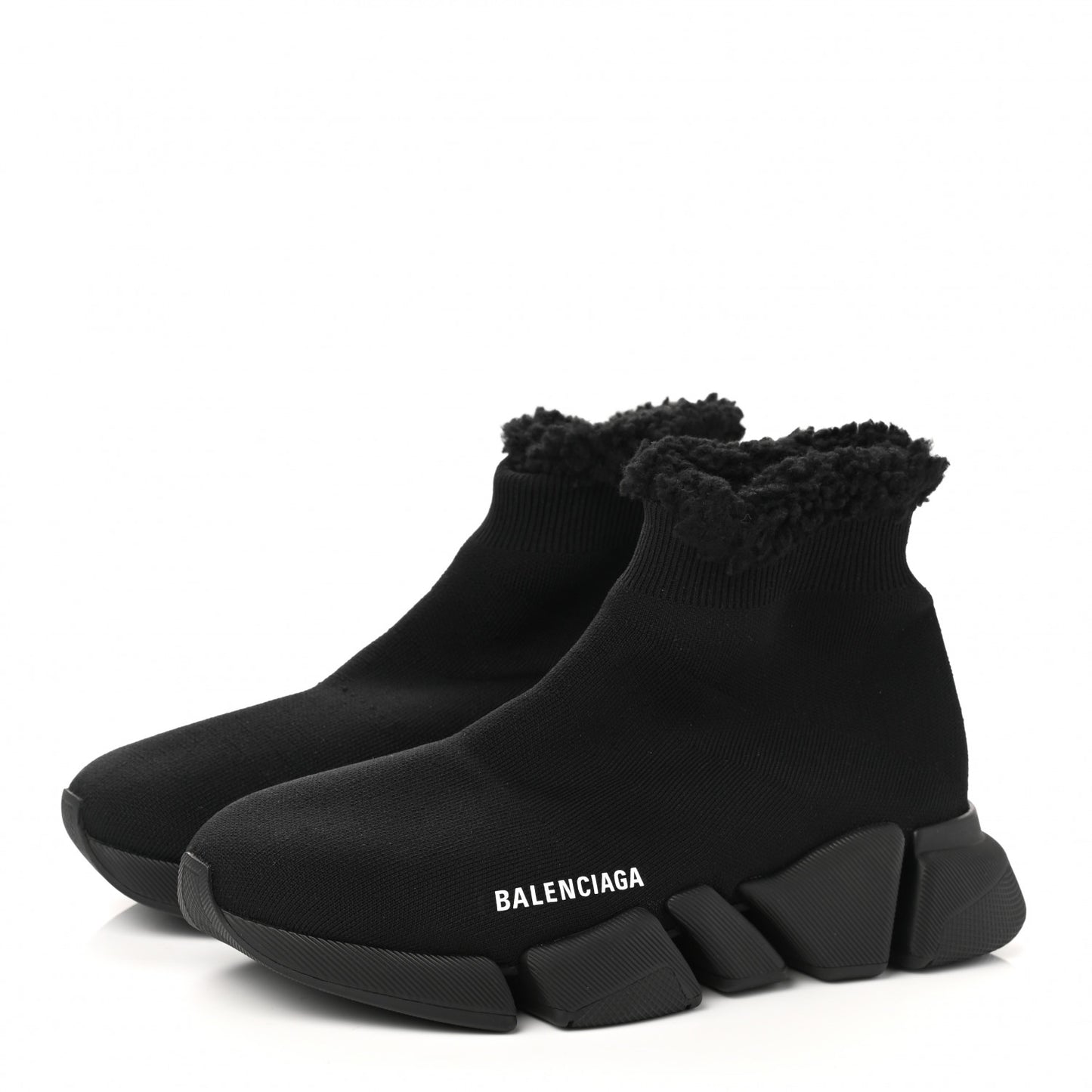 Technical 3D Recycled Knit Fake Fur Womens Speed 2.0 Sneakers 39 Monocolor Black