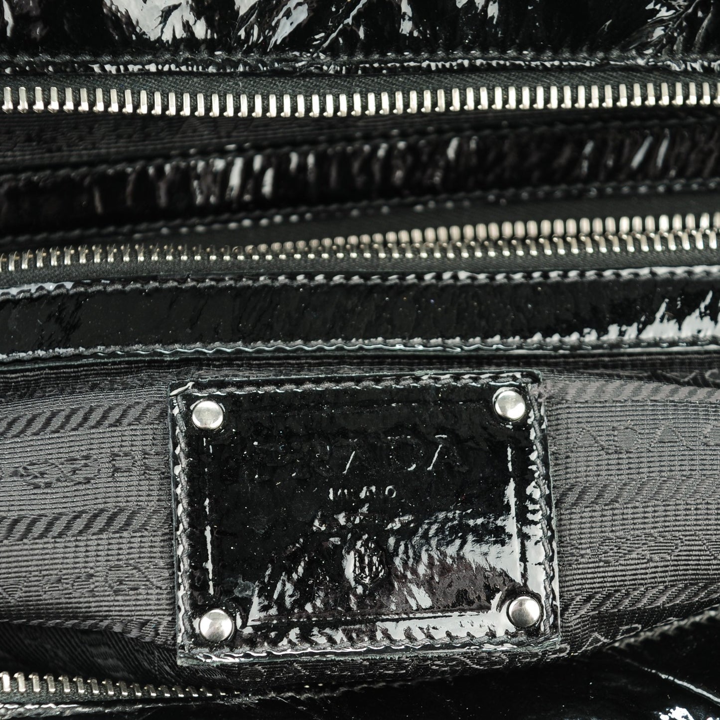 Vernice Chevron Dome Satchel Black
