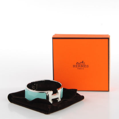 Hermes Enamel Wide Clic Clac H Bracelet PM Lagon Blanc 6 of 6