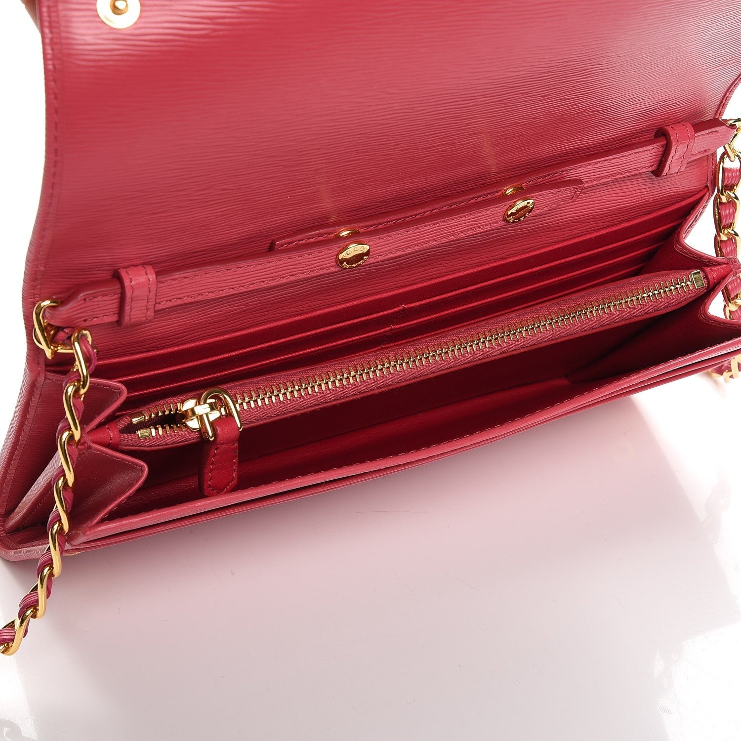 Prada Vitello Move Oro Chain Wallet Peonia 5 of 8