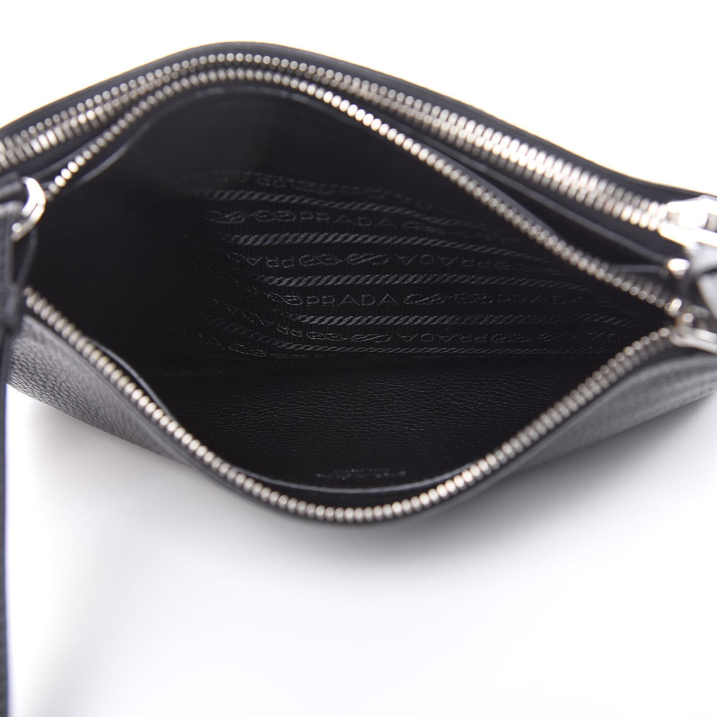 Vitello Phenix Double Zip Crossbody Bag Black