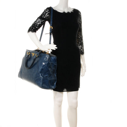 Prada Vitello Shine Tote Denim 2 of 9