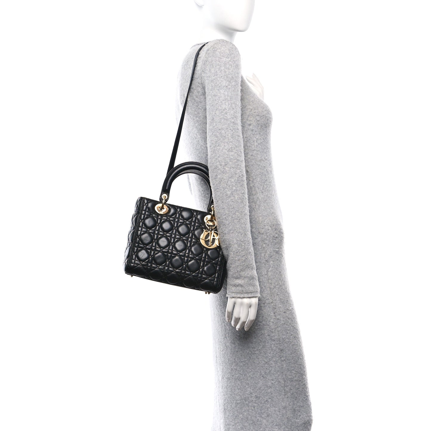 Lambskin Cannage Medium Lady Dior Black