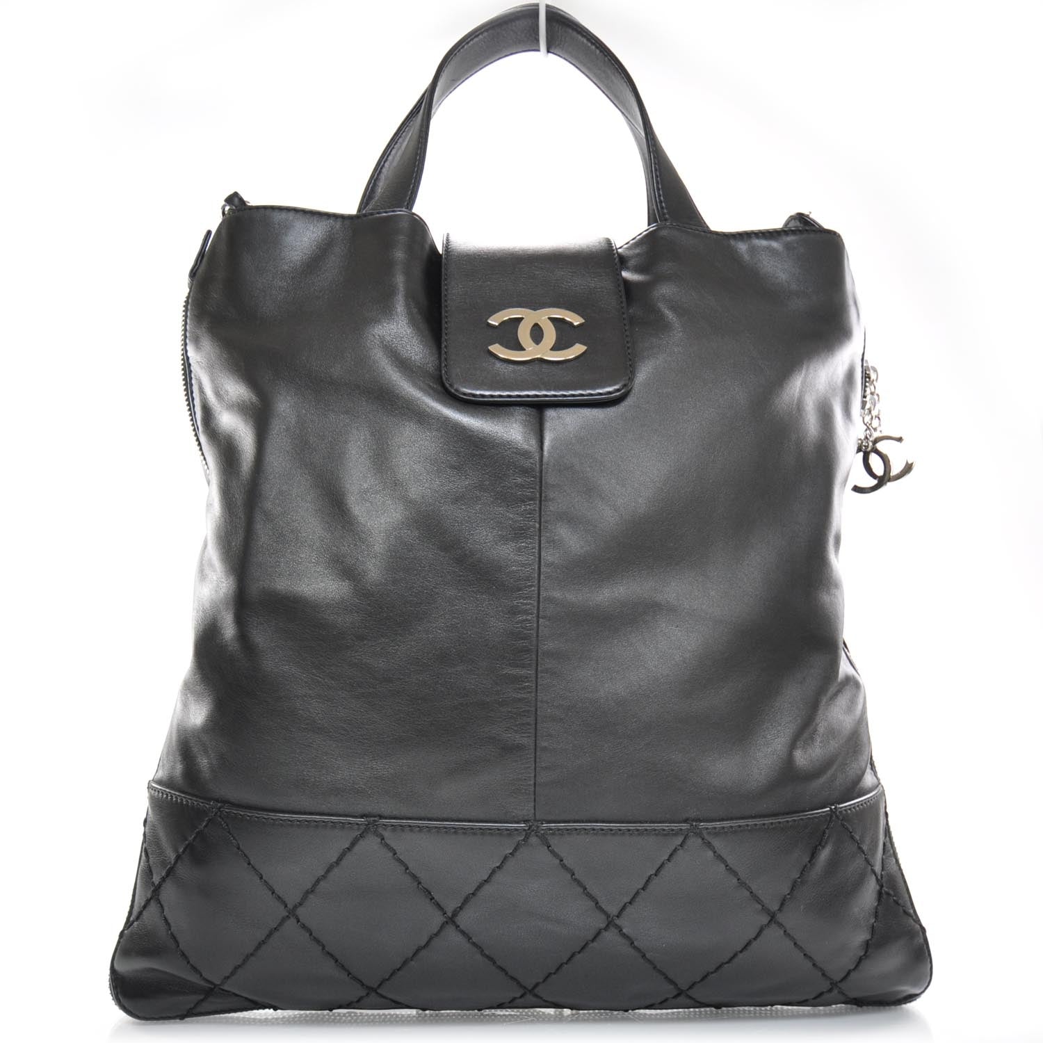 Chanel Lambskin Messenger Tote Black 1 of 10