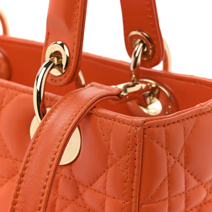 Christian Dior Lambskin Cannage Medium Lady Dior Orange 12 of 12