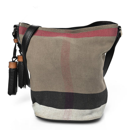 Burberry Canvas Mega Check Medium Ashby Bucket Bag Brown 1 of 10
