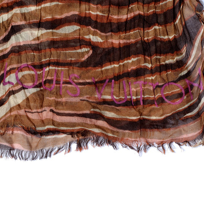 Louis Vuitton Cashmere Silk Zebra Stole Marron 4 of 6