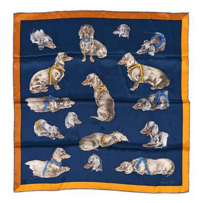 Hermes Silk Les Bassets Scarf 70 Marine Sepia 1 of 4