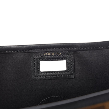 Fendi Glazed Fabric Vitello Century FF 1974 Stamp Patch Mini Peekaboo Defender Cover Mogano Panna Black 5 of 9