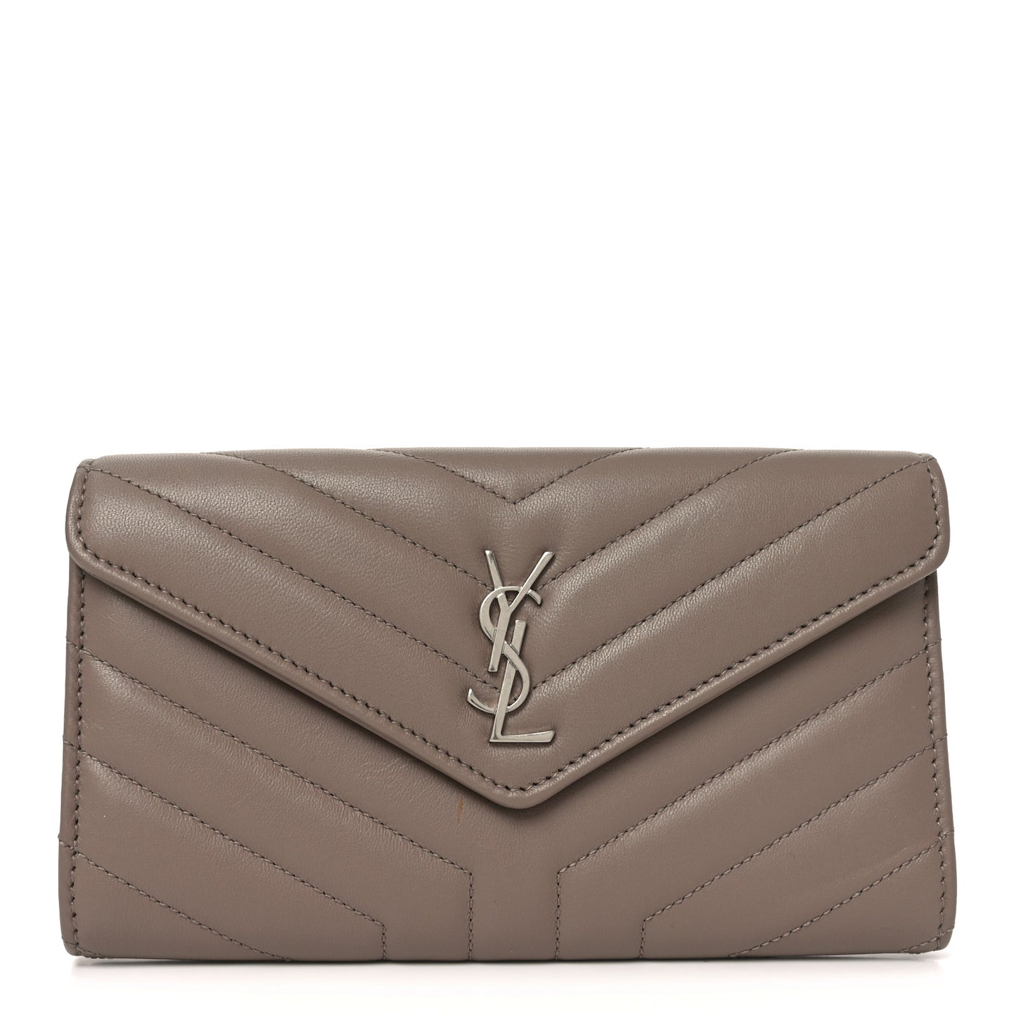 Lambskin Y Quilted Monogram Large Loulou Flap Wallet Mink