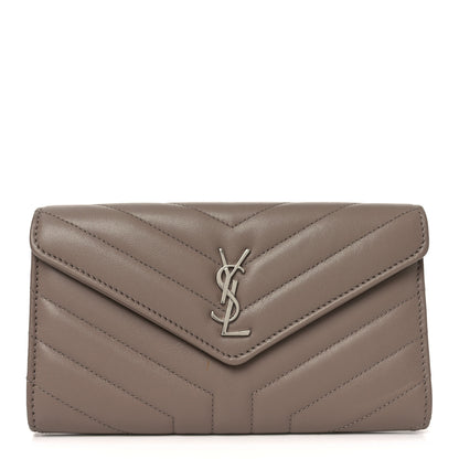 Saint Laurent Lambskin Y Quilted Monogram Large Loulou Flap Wallet Mink 1 of 8