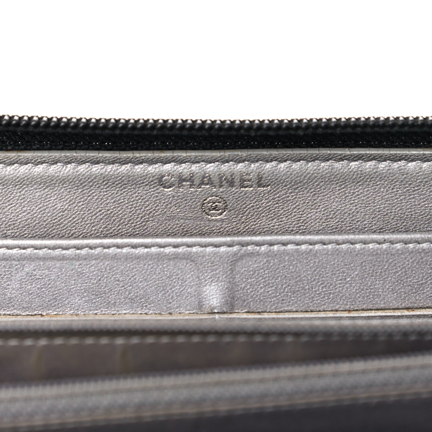 Chanel Lambskin Camellia Embossed Large Zip Around Gusset Wallet Black 6 of 12