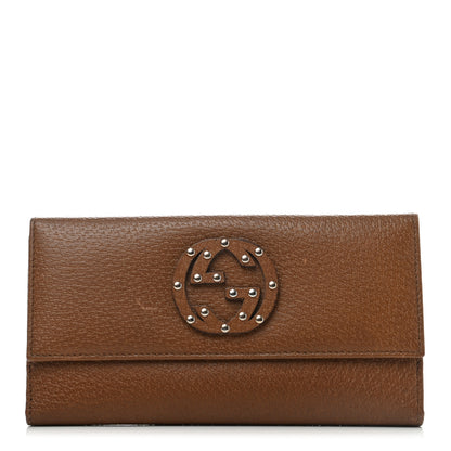 Gucci Calfskin Studded Soho Continental Wallet Brown 1 of 7