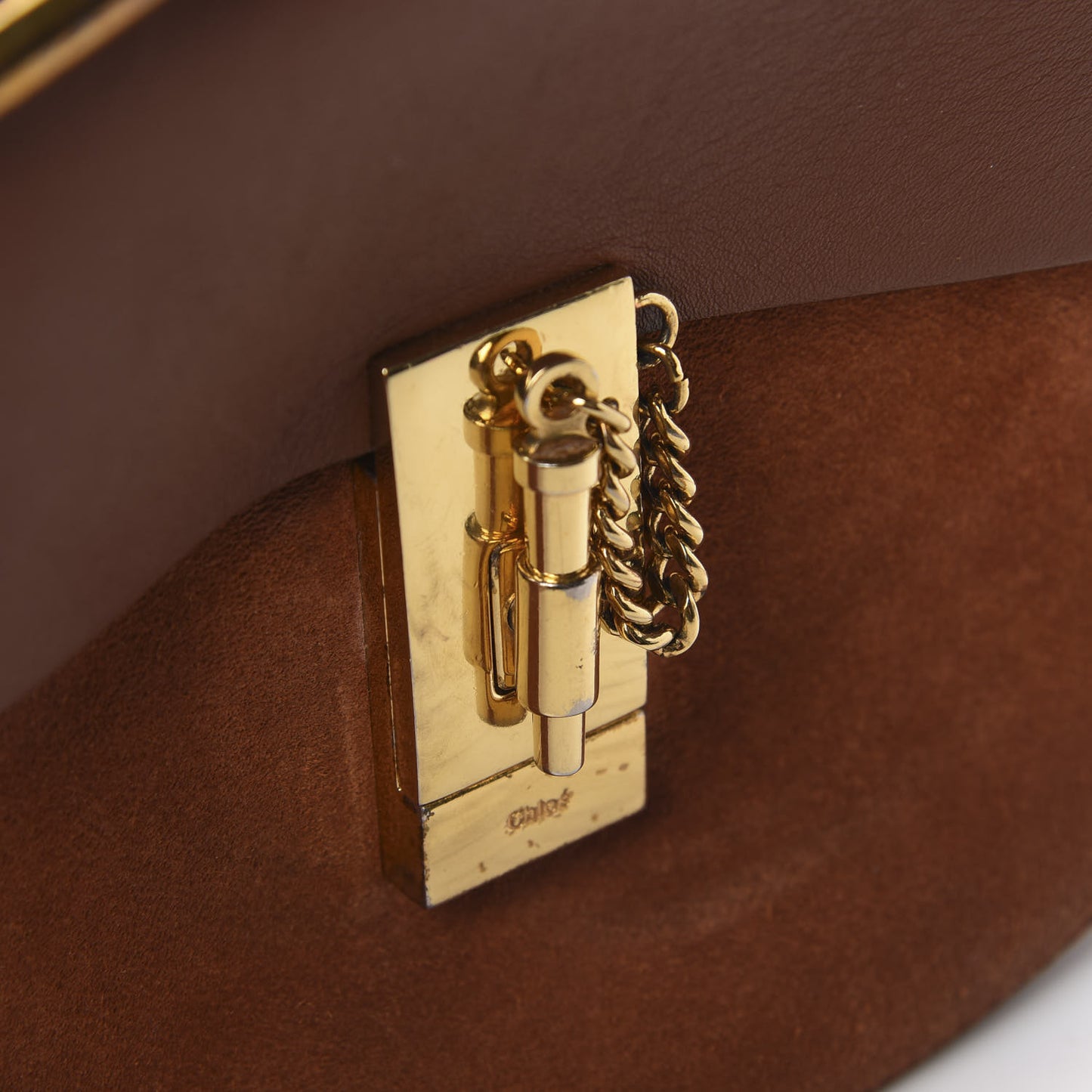 Suede Smooth Calfskin Drew Shoulder Bag Tobacco