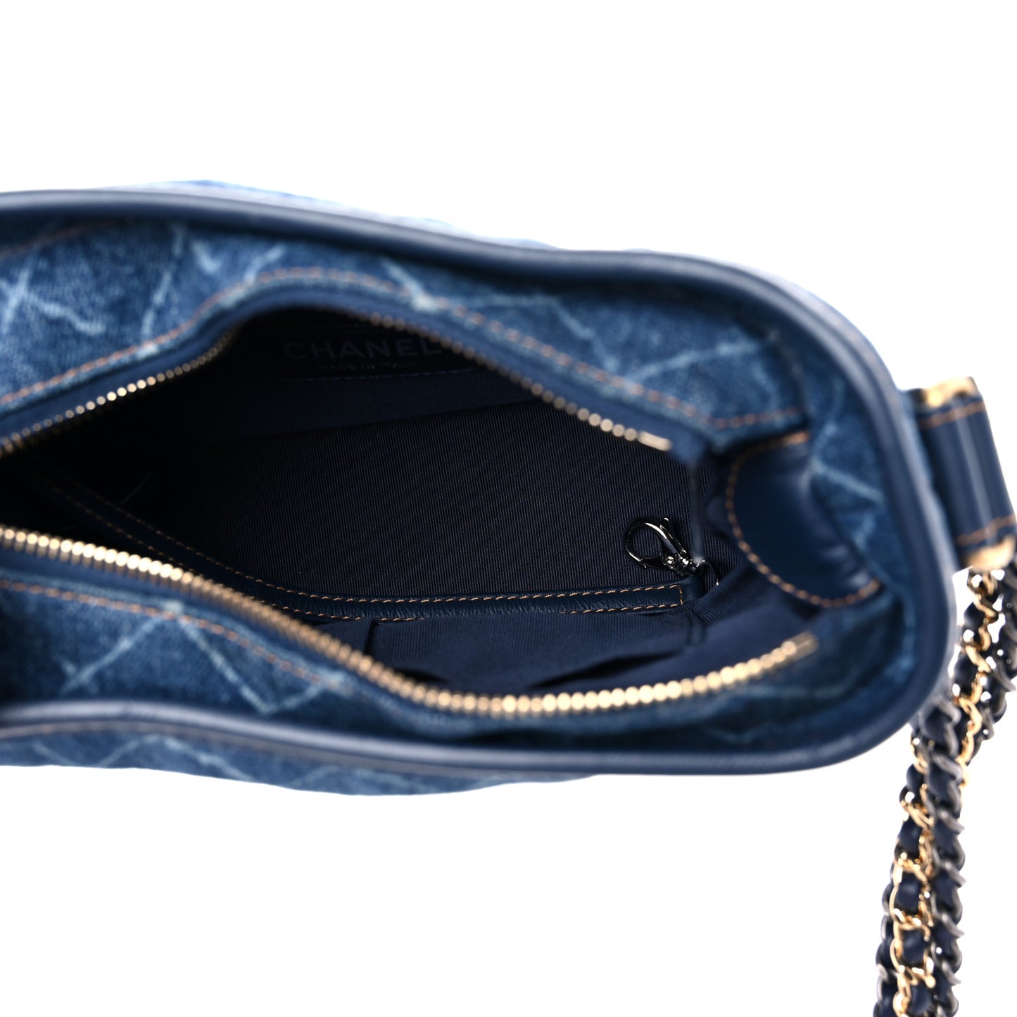 Denim Calfskin Small Gabrielle Hobo Blue