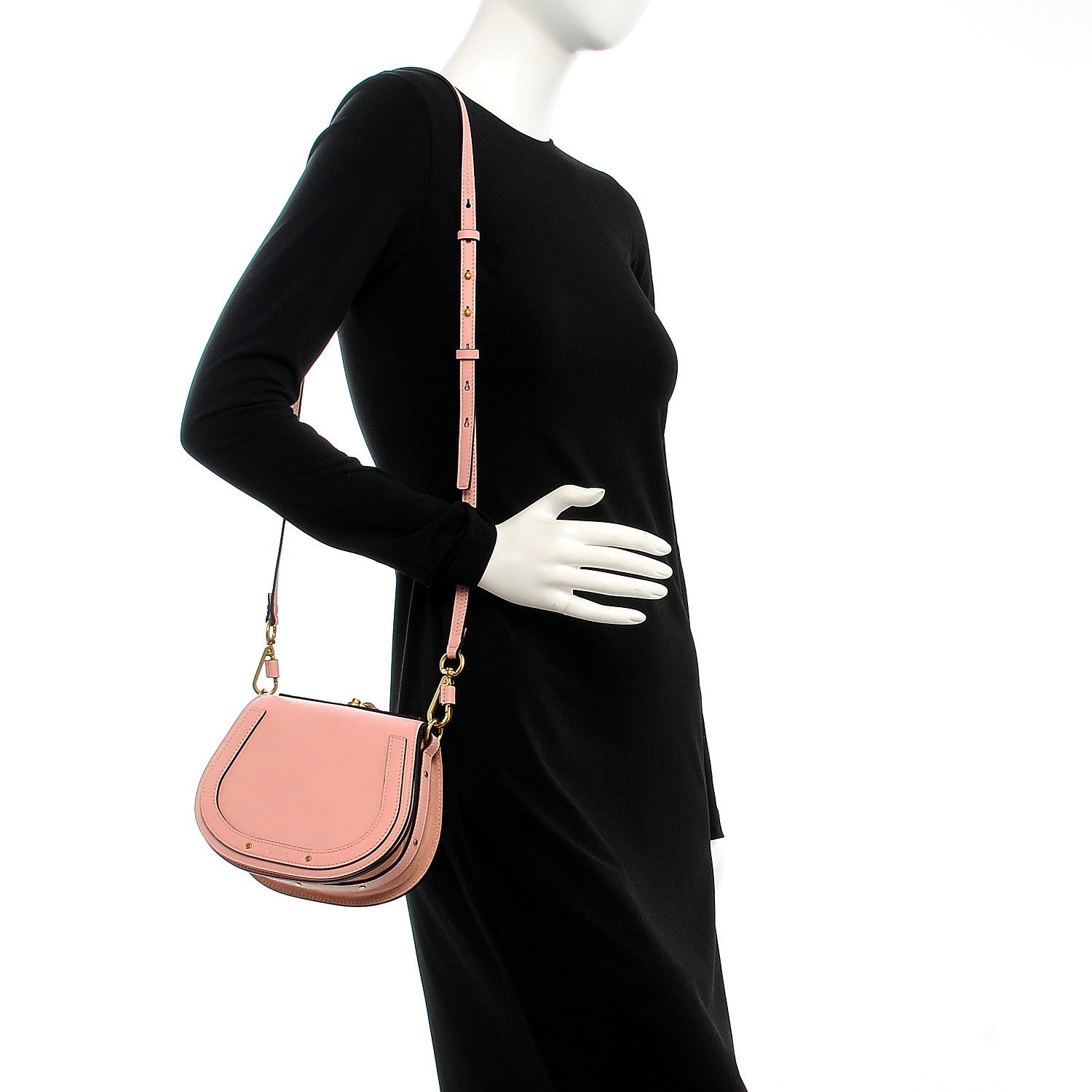 Chloe Calfskin Suede Small Nile Bracelet Bag Washed Pink 2 of 9