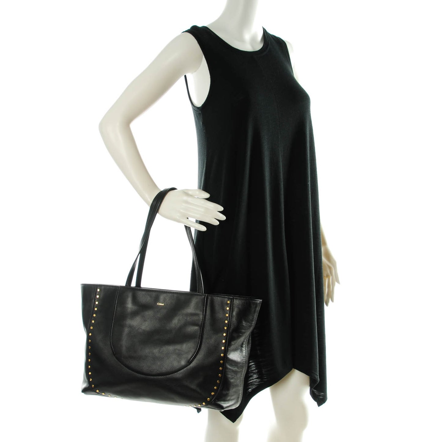 Calfskin Studded Isa Tote Black