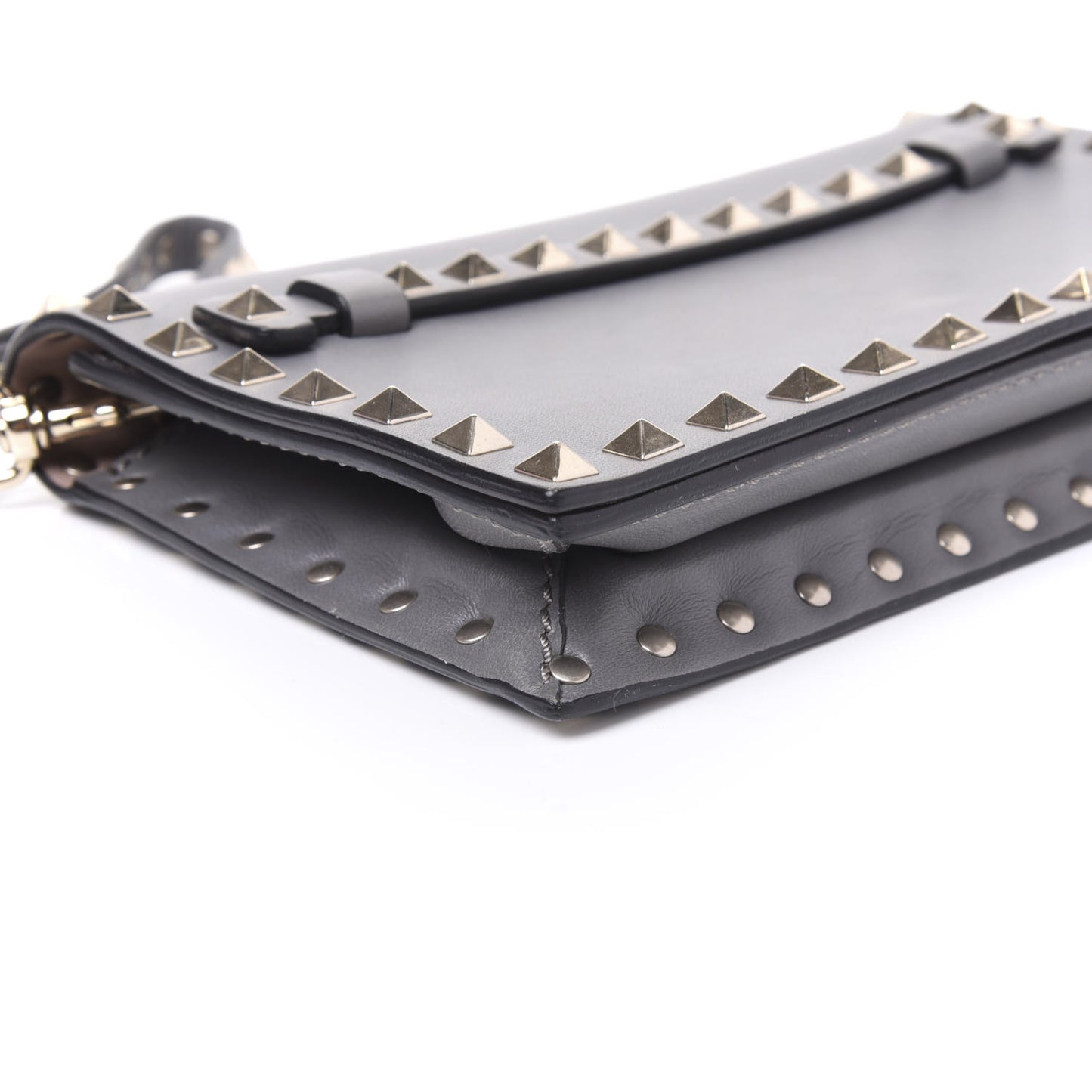 Nappa Small Rockstud Wristlet Clutch Grey
