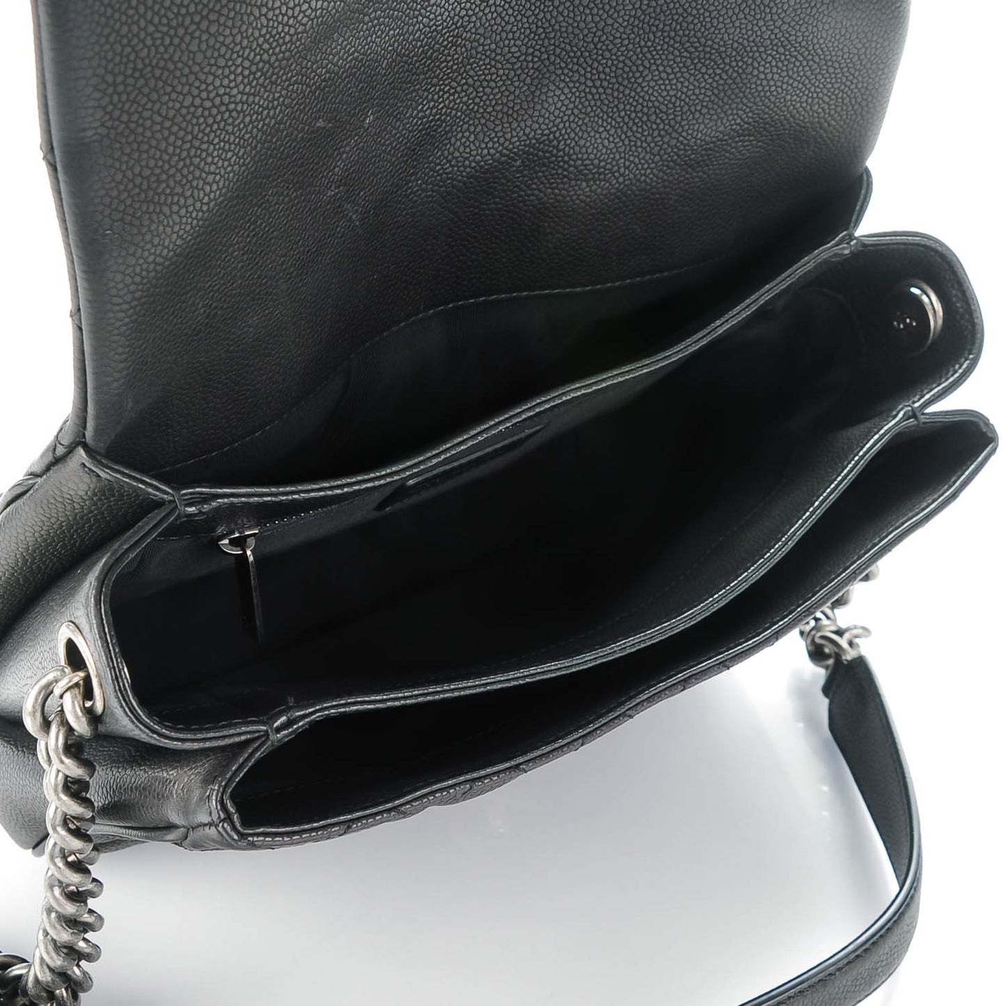 Caviar Quilted Medium Rock In Rome Single Flap Black