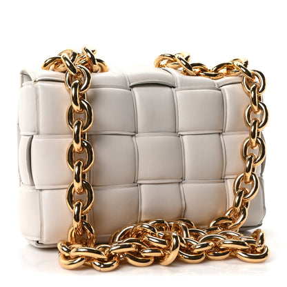 Bottega Veneta Lambskin Maxi Intreccio Padded Chain Cassette Crossbody Bag White 3 of 10