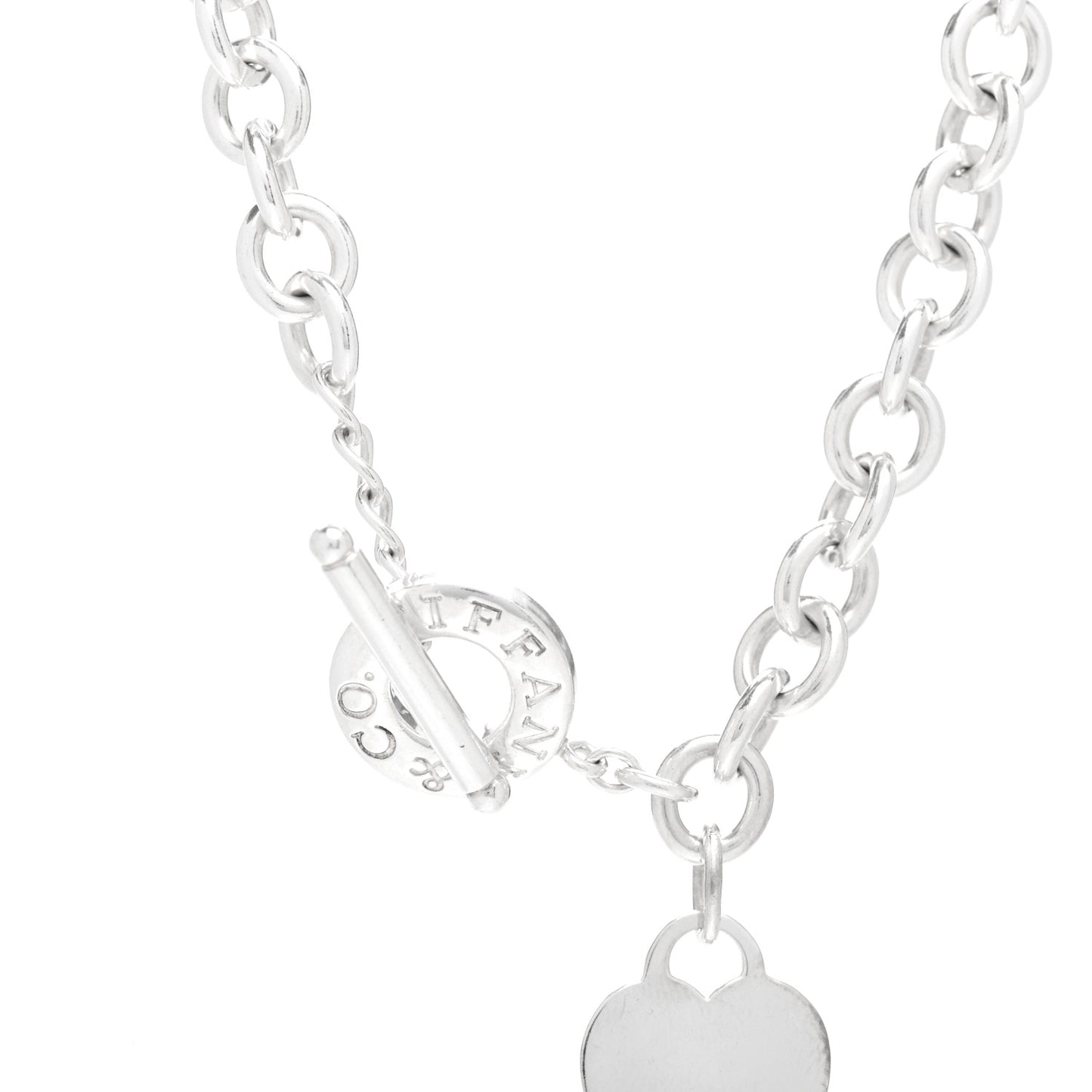Sterling Silver Heart Tag Toggle Necklace