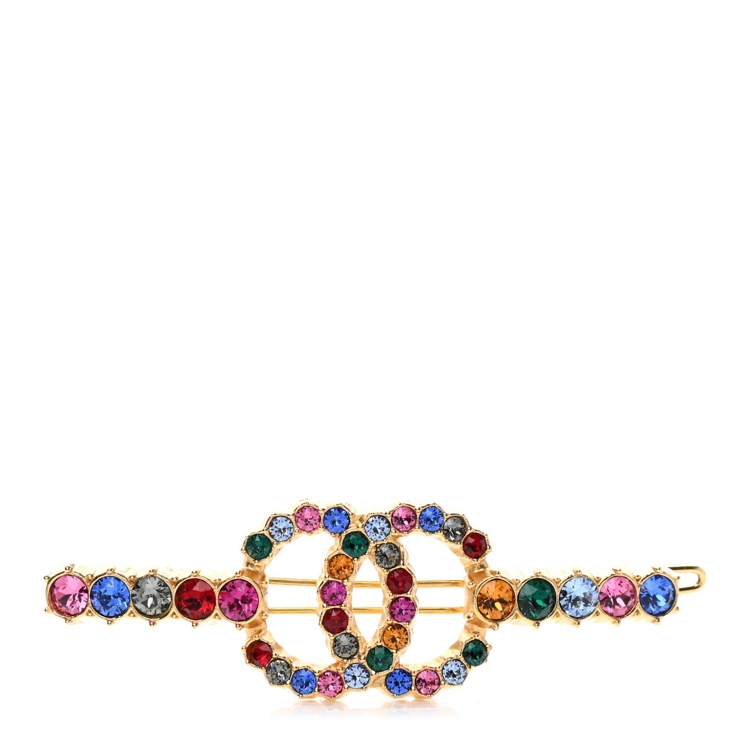 Crystal Over The Rainbow CC Hair Clip Barrette Gold Multicolor