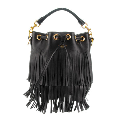 Saint Laurent Calfskin Small Emmanuelle Fringe Bucket Bag Black 1 of 7