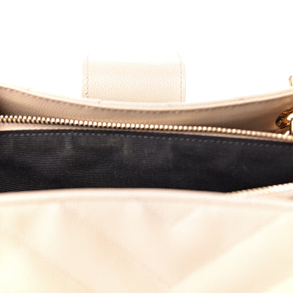 Saint Laurent Grain De Poudre Matelasse Chevron Monogram Shopping Bag Nude Powder 9 of 17